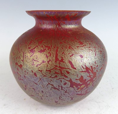 Lot 1104 - A Royal Brierley ruby iridescent glass studio...