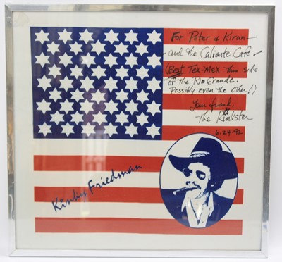 Lot 174 - Kinky Friedman, a stars and stripes lithograph...