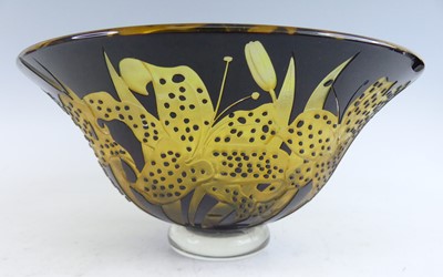 Lot 1105 - A Caithness overlaid glass footed fruit bowl...