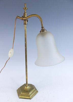 Lot 1213 - A 1920s lacquered tubular brass desk light,...