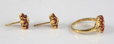 Lot 2244 - A yellow metal ruby and diamond ring and...