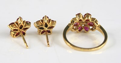 Lot 2244 - A yellow metal ruby and diamond ring and...