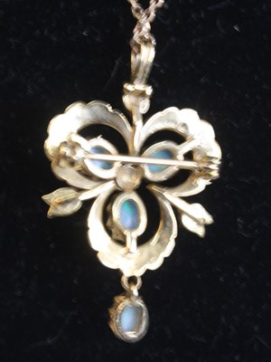Lot 2515 - A 9ct yellow gold, opal and seed pearl...