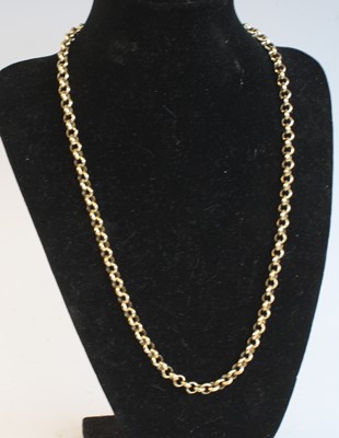 Lot 2519 - A 9ct yellow gold round belcher link chain,...