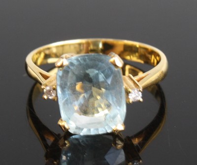 Lot 2529 - A yellow metal, aquamarine and diamond...