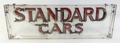 Lot 1239 - A perspex neon sign titled Standard Cars, by...