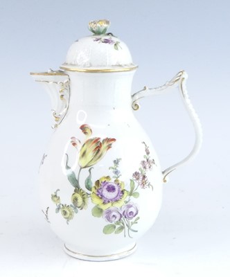 Lot 2084 - A Meissen porcelain coffee pot, circa 1750, of...
