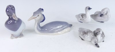 Lot 1008 - A Royal Copenhagen porcelain model of a grebe,...