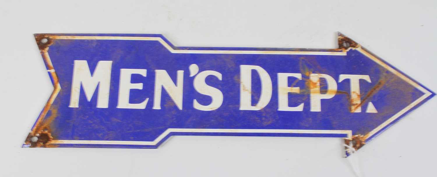 Lot 67 - An enamel sign, inscribed 'Mens Dept', w.40cm