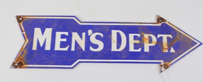 Lot 67 - An enamel sign, inscribed 'Mens Dept', w.40cm