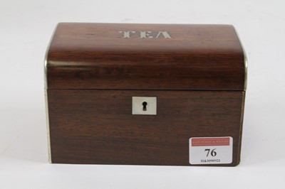 Lot 76 - A Victorian rosewood single compartment tea...