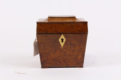 Lot 31 - A George III burr walnut tea caddy of...
