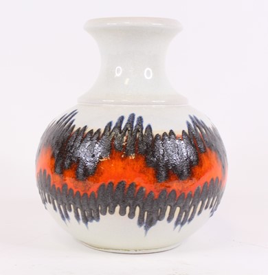 Lot 40 - A West German pottery vase, orange, grey and...