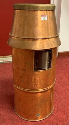 Lot 100 - A vintage copper and brass rain gauge, h.62cm