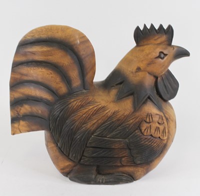 Lot 113 - A large carved wood model of a hen, h.42cm