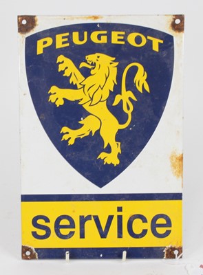 Lot 121 - An enamel advertising sign, inscribed 'Peugeot...