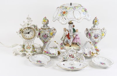 Lot 123 - A collection of Dresden floral encrusted...