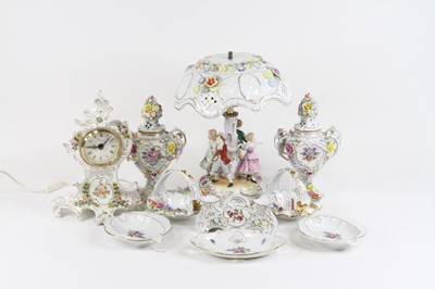 Lot 123 - A collection of Dresden floral encrusted...
