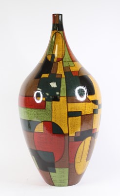 Lot 131 - A glass carboy, later painted with geometric...