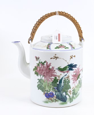 Lot 140 - A Chinese polychrome porcelain teapot, h.22cm