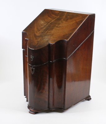 Lot 150 - A George III mahogany knife box, the interior...