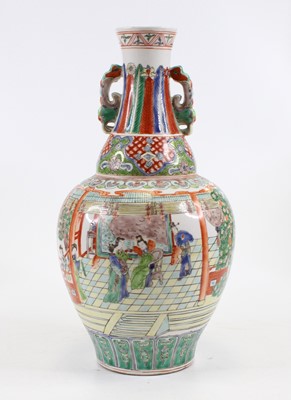 Lot 168 - A Chinese porcelain vase,enamel decorated with...
