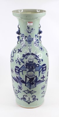 Lot 177 - A Chinese blue and celadon glazed vase,...