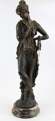 Lot 181 - A bronzed figure of Hebe, mounted upon a...