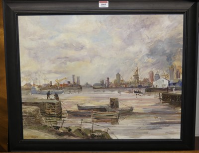 Lot 1005 - A.Storey Brewis - An Essex harbour, acrylic on...