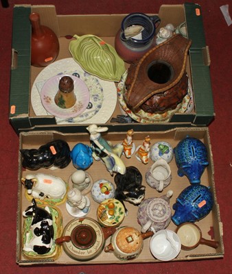 Lot 205 - Two boxes of mixed ceramics to include Devon...