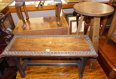 Lot 1209 - An Arts & Crafts oak low two-seater bench...