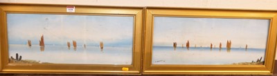 Lot 1038 - F. Hames - Pair; Sailing boats, watercolour,...