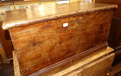 Lot 1213 - A Victorian stained pine hinged top tool chest,...