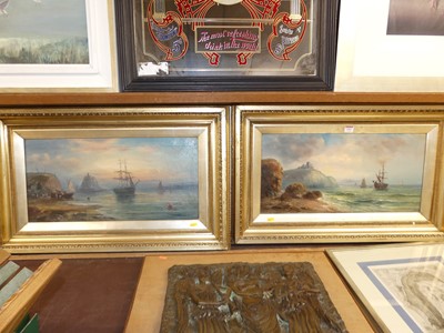 Lot 1053 - H. B. Davis - Pair; Coastal scenes at sunrise...