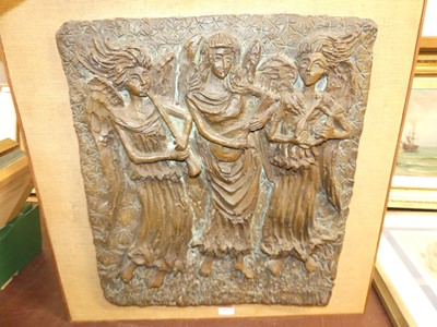 Lot 1054 - Contemporary school - Three musicians, bronzed...