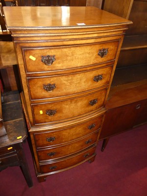 Lot 1253 - A contemporary figured walnut bowfront tallboy...