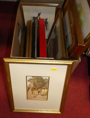 Lot 1074 - A box of assorted pictures, prints, frames etc