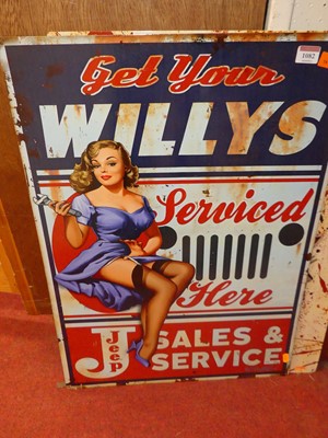 Lot 1082 - A printed tin sign for Jeep Sales & Service,...