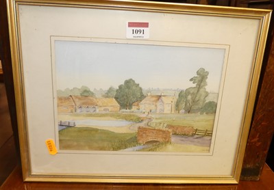 Lot 1091 - Alan Race - View of Redbourne, watercolour,...