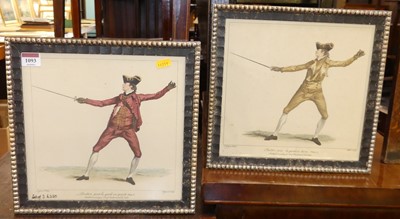 Lot 1093 - After J. Gwyn - Pair of French fencing colour...