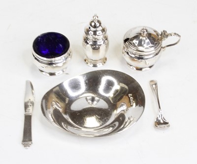 Lot 309 - A George VI silver three-piece cruet, to...