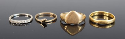 Lot 331 - A 9ct gold heart shaped signet ring, together...