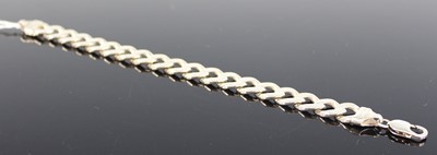 Lot 339 - A modern silver flat curb link bracelet, 51g,...