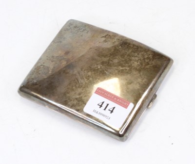 Lot 414 - A George V silver pocket cigarette case, of...