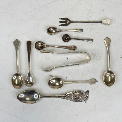 Lot 422 - A small collection of loose silver flatware,...