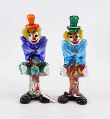 Lot 217 - Two Murano glass figures of clowns, largest...