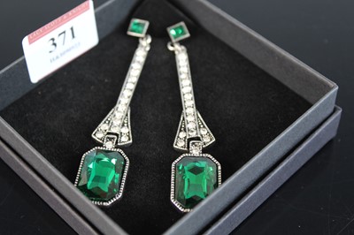 Lot 371 - A pair of Art Deco style paste set ear...