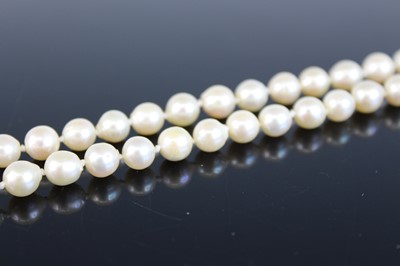 Lot 372 - A cultured pearl single knotted string...