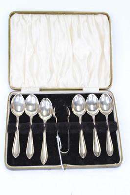 Lot 428 - A set of six mid-20th century silver teaspoons,...