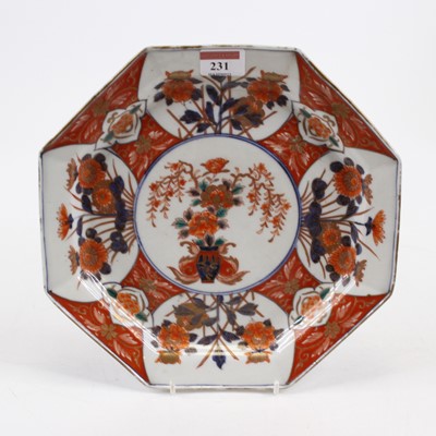 Lot 231 - A Japanese Imari porcelain plate of octagonal...